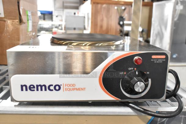 Brand new 2025 Nemco 6310-1 electric countertop hot plate, 1 solid burner, 120 volts, scratch and dent condition.
