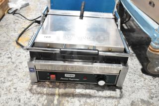 Waring WDG250 Stainless Steel Commercial Countertop Panini Press. 120 Volts, 1 Phase. - Item #1208748