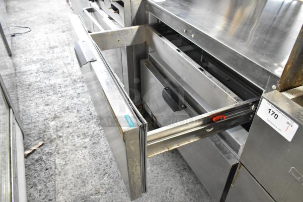 Beverage Air UCFD36AHC-2 stainless steel undercounter freezer with 2 drawers, commercial casters, label marked "Freezer."