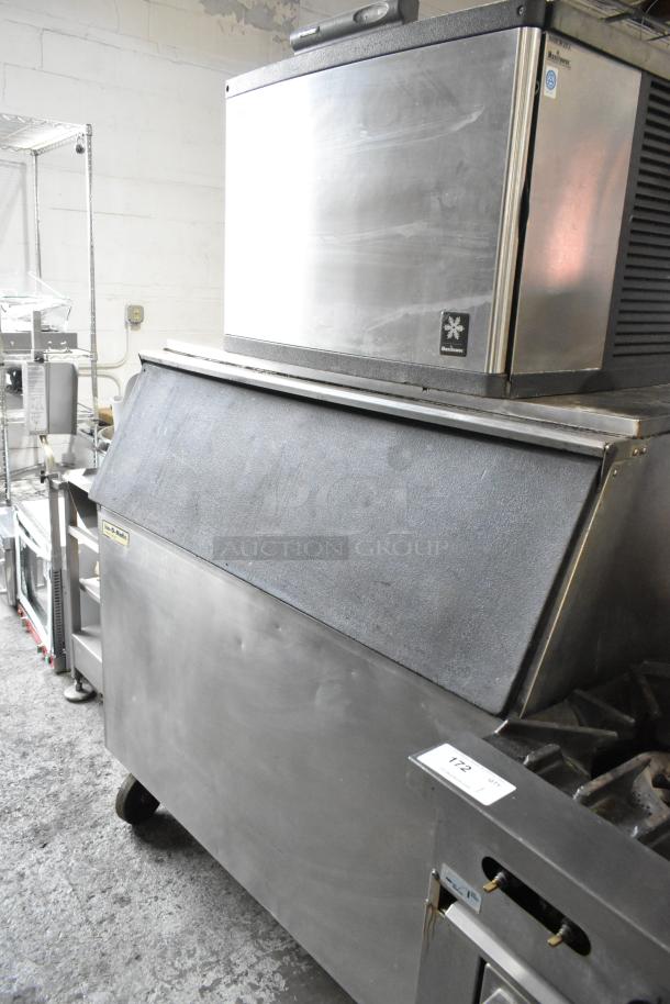 Manitowoc QD0452A stainless steel ice machine head on bin, 115V, 1 phase, used condition, commercial use.