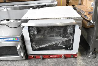 BRAND NEW SCRATCH AND DENT! Avantco 177CO32M Stainless Steel Half Size Countertop Convection Oven with Moisture Injection, 2.3 cu. ft. 208/240 Volts, 1 Phase. See Pictures for Glass Damage. - Item #1208756