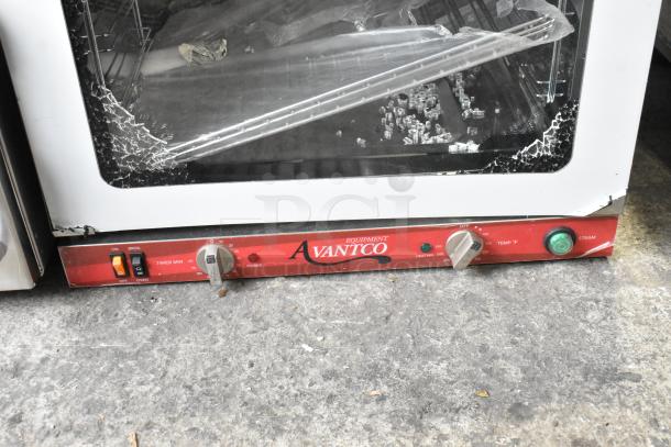 Brand new Avantco 177CO32M convection oven with cracked glass. Stainless steel, moisture injection, 2.3 cu. ft., 208/240V.