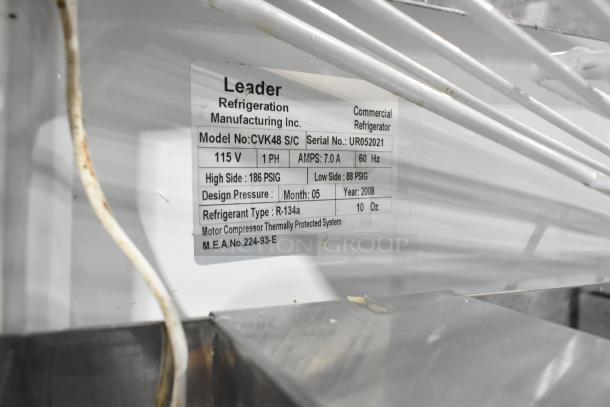 Leader CVK48 S/C Commercial Deli Display Case, 115V, 1 Phase, serial UR052021, 2008, uses R-134a refrigerant.