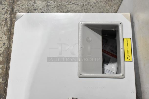 Bar Maid CP-3000-D stainless steel cutlery dryer, new scratch and dent. "Wet cutlery only" label visible. 110-120V, 1 phase.