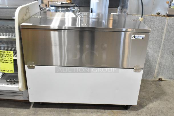 Brand new 2024 Avantco 178MC49HC stainless steel 49" school milk cooler, on casters. 115 volts, 1 phase. Scratch and dent condition.