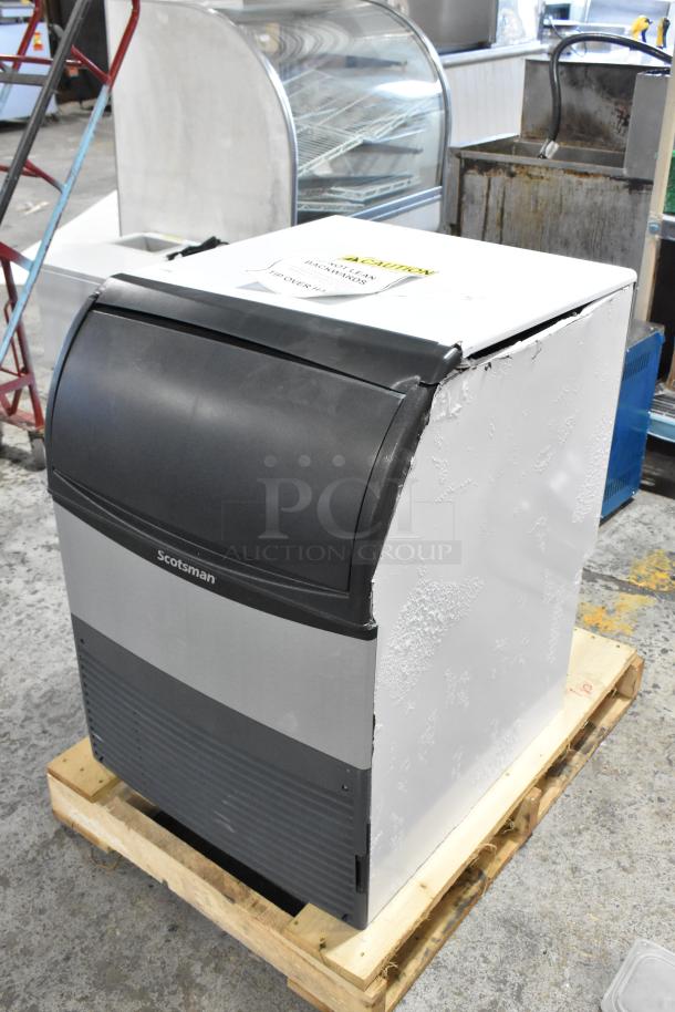 Stainless steel Scotsman UC2024MA-1A undercounter ice machine, 227 lb capacity, 115V, scratch and dent condition.