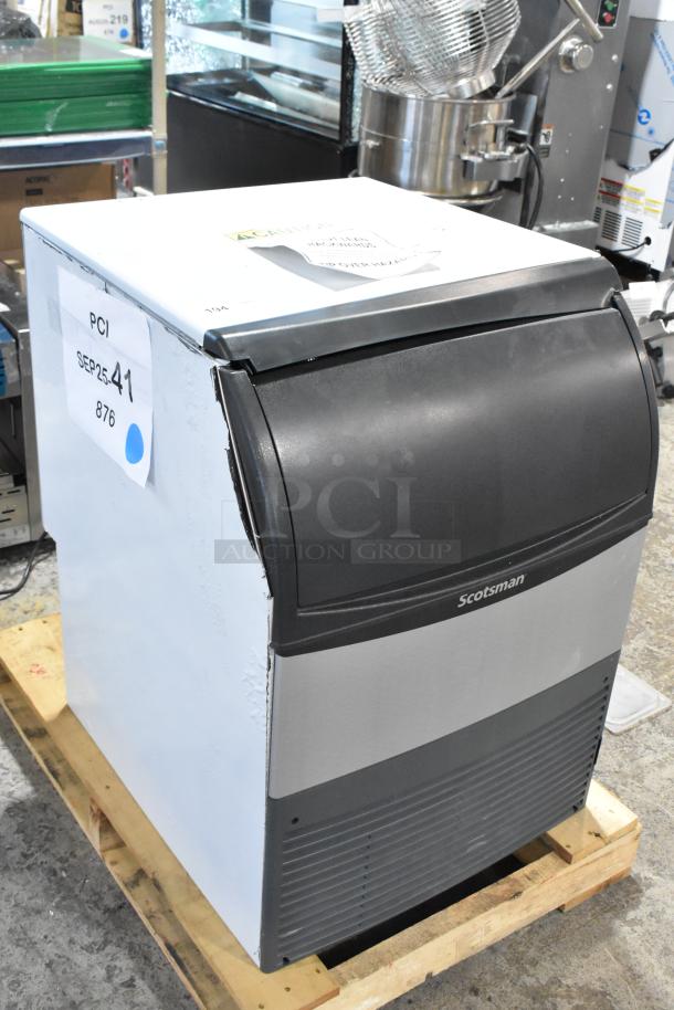 Brand new Scotsman UC2024MA-1A stainless steel undercounter ice machine, 227 lb, with scratch and dent, 115V, 1 phase.