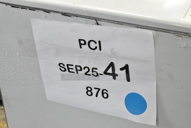 Brand new Scotsman UC2024MA-1A stainless steel undercounter ice machine. Scratch and dent condition, visible tags for auction details.