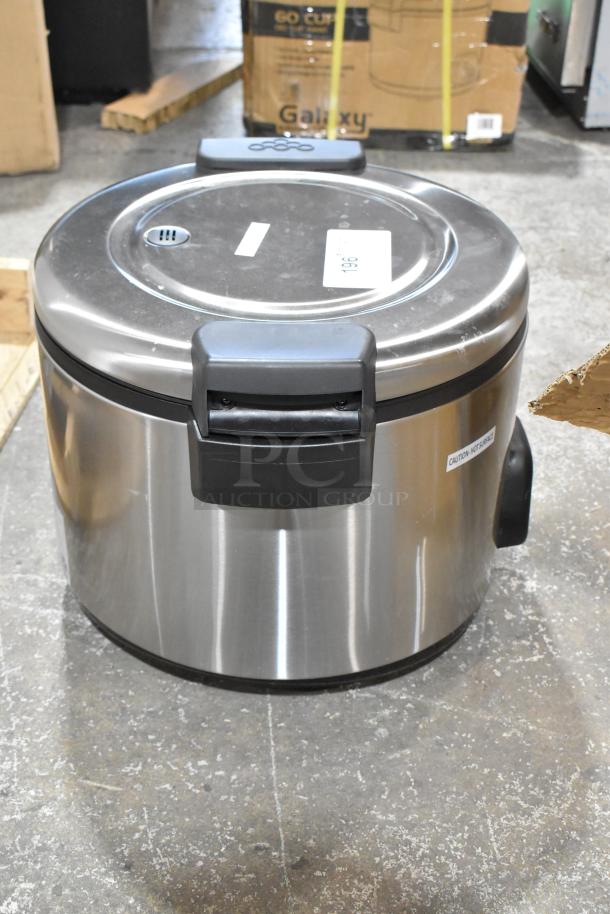 BRAND NEW 2024 Galaxy 177RCSGB60, 60 cup electric rice cooker/warmer, 120V, minor scratches. Stainless steel exterior.