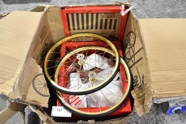 Brand new Carnival King 382PM8CART cart components in open box. Accessories and wheels included. Scratch and dent condition.