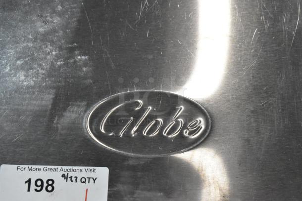 Brand new Globe GPG14D Deluxe Sandwich Grill with grooved plates. Scratch and dent. 14" x 14" surface, 120V.