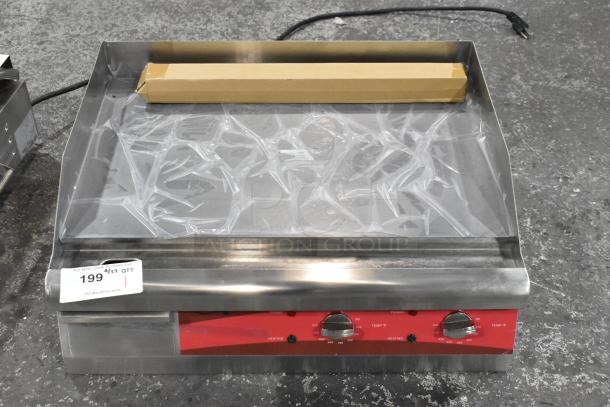 Brand new Avantco 177EG24N 24" electric countertop griddle, 208/240V, 1 phase, minor scratches, protective film intact.