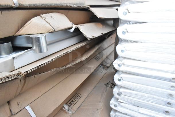15 brand new scratch and dent items, including GR36-DO1272 Overshelf and Mix Rite 22067 Table, in boxes.