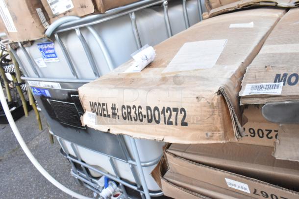 Cardboard box labeled "MODEL #: GR36-DO1272" showing wear. Part of a lot of 15 new scratch and dent items.