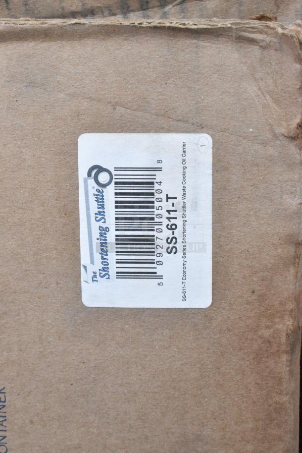 4 brand new H&K Shortening Shuttle, model SS-611-T, visible label with barcode, economy series waste cooking oil carrier.