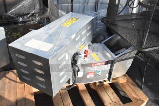 Brand new 2021 CaptiveAire CASRE13BD metal commercial power ventilator/exhaust air fan on a pallet.