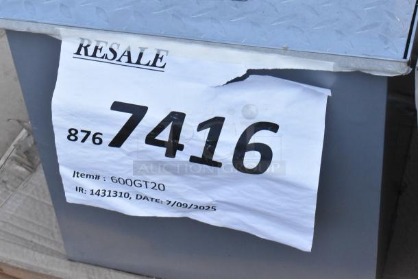 5 new scratch and dent items including Regency 24"x24" stainless sink, and grease trap. Marked "Resale", item #600GT20.