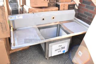 BRAND NEW SCRATCH AND DENT! Regency 600S11818218 Stainless Steel Single Bay Sink w/ Dual Drain Boards. No Legs. - Item #1208803