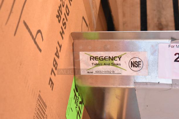 BRAND NEW Regency 600S11818218 stainless steel single bay sink with dual drain boards, scratch and dent, no legs. NSF certified.