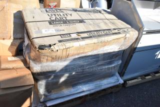 5 brand new Lavex Utility Carts, large 2-shelf, 550 lb capacity, scratch and dent condition, in original packaging.