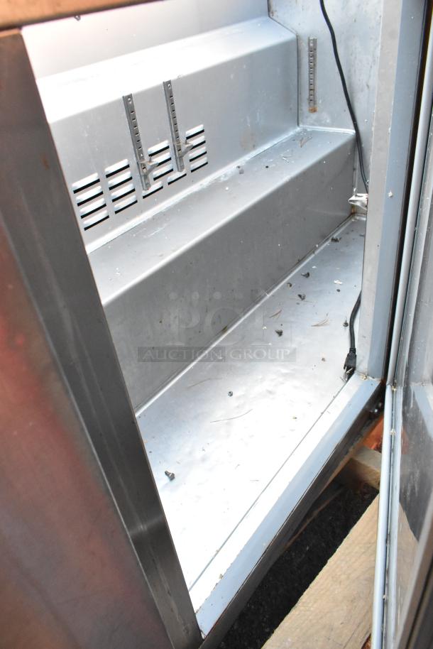 2022 Culitek MRSLM-3D stainless steel prep table, interior view. Some wear visible. 115 Volts, 1 Phase.