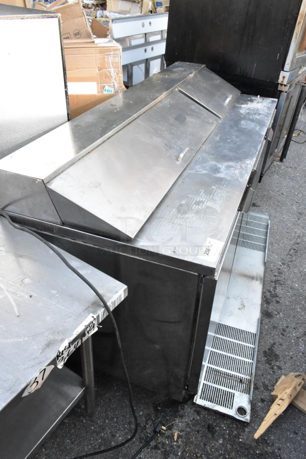 Beverage Air SPE72HC-18 stainless steel prep table, bain marie top, on casters, 115V, used condition.