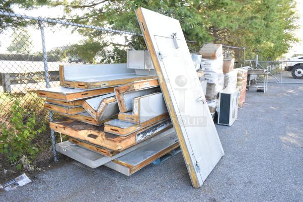 Harford Walk In Box with Bohn 115V, 1-phase evaporator fan, disassembled, shows weathering and rust, needs assembly.