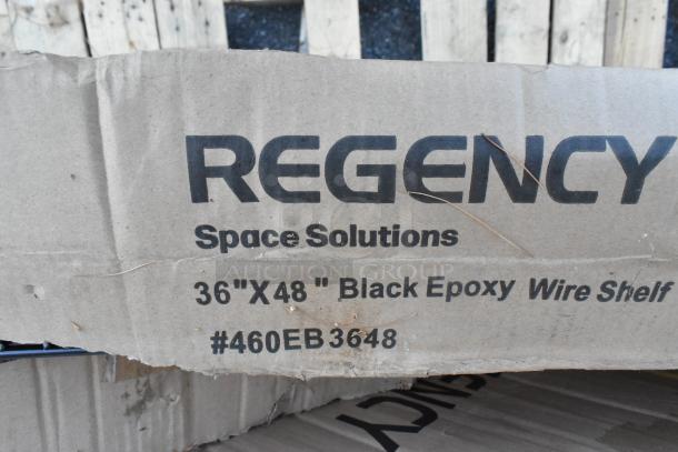 Regency 36"x48" NSF Black Epoxy Wire Shelf, model #460EB3648, displayed in packaging with visible label.