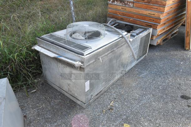 Kolpak Walk-In Box with Kolpak PC075S2 compressor, 115V, 1 phase. Metal exterior, fair condition, outdoors.
