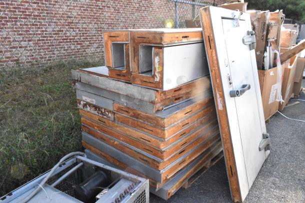 Kolpak Walk-In Box with Kolpak PC075S2 115V, 1 Phase Compressor. Components show wear and rust, suitable for parts or restoration.