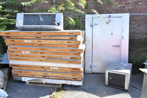 Hardord Walk-In Box with compressor and Heatcraft ADT090AKOLK evaporator fan, 115V, 1 phase, includes panels and door.
