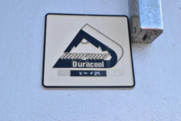 "Harford Duracool logo on a metal surface, indicating model XN#F29 of a walk-in cooler unit."