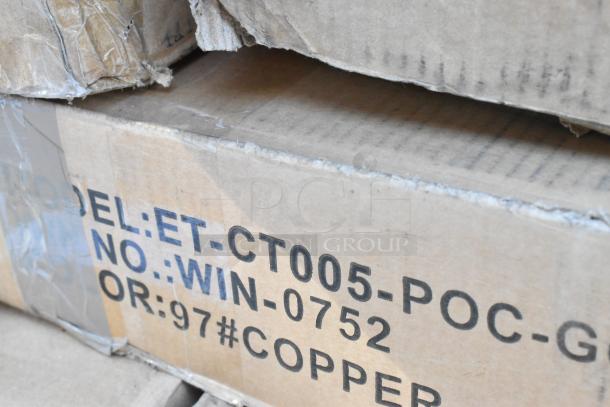 Cardboard box labeled with model "ET-CT005-POC-G" and color "#COPPER," part of 15 brand new item lot.