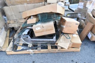 Pallet with 12 brand new boxes including wire shelves and Baker's Lane tart pans. Boxes are unopened and stacked.