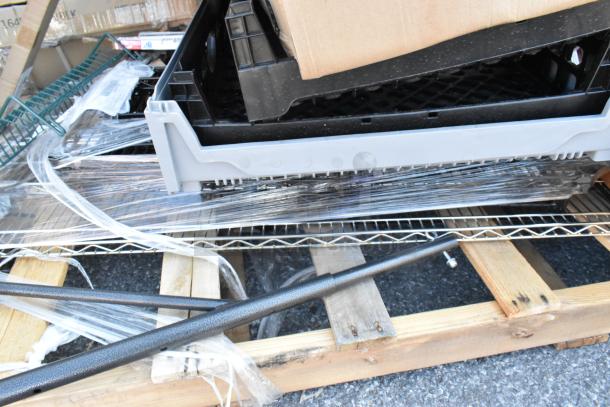 Brand new boxes including wire shelves and tart pans, wrapped and placed on a pallet. Condition: New.