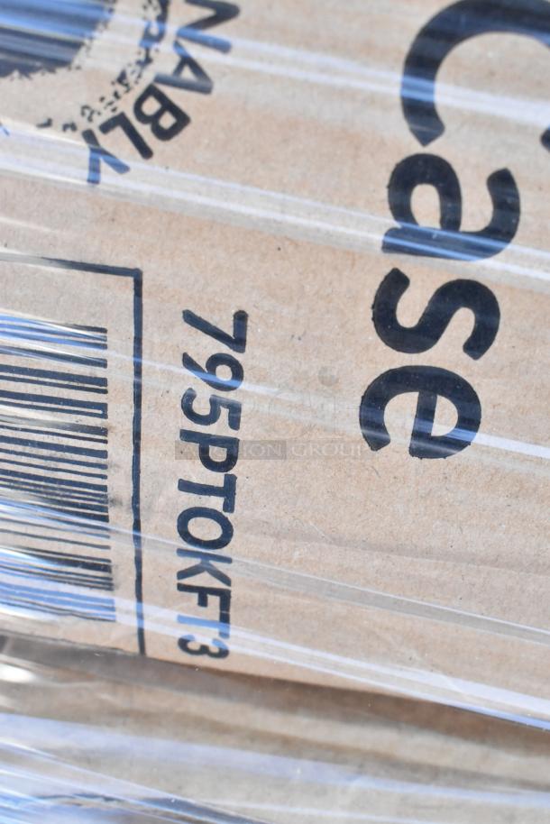 Sealed box labeled 795PTOKF3, containing new to-go containers, bowls, tumblers, and lids. 30 boxes available.