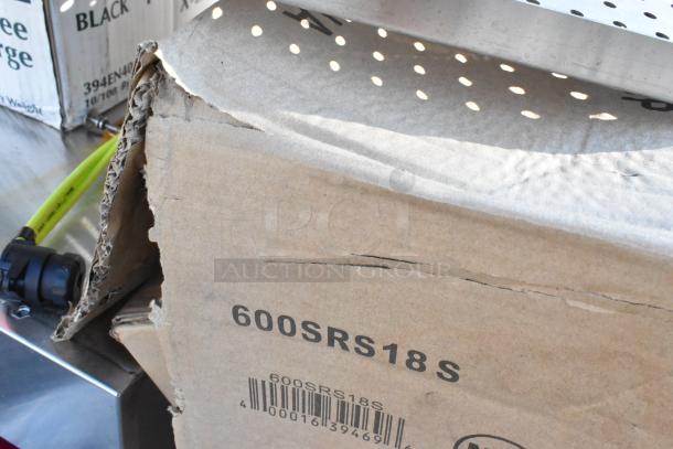 Boxes of various Avantco, Regency, and Noble Products items. Visible model: 600SRS18S. Boxes show light wear.