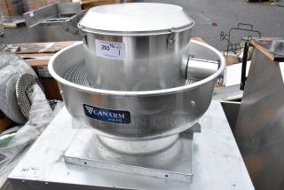 Canarm ALX120-UD-EC Upblast Direct Drive Spun Alum Exhauster, 120/208-240V, 1 Phase, in excellent condition.