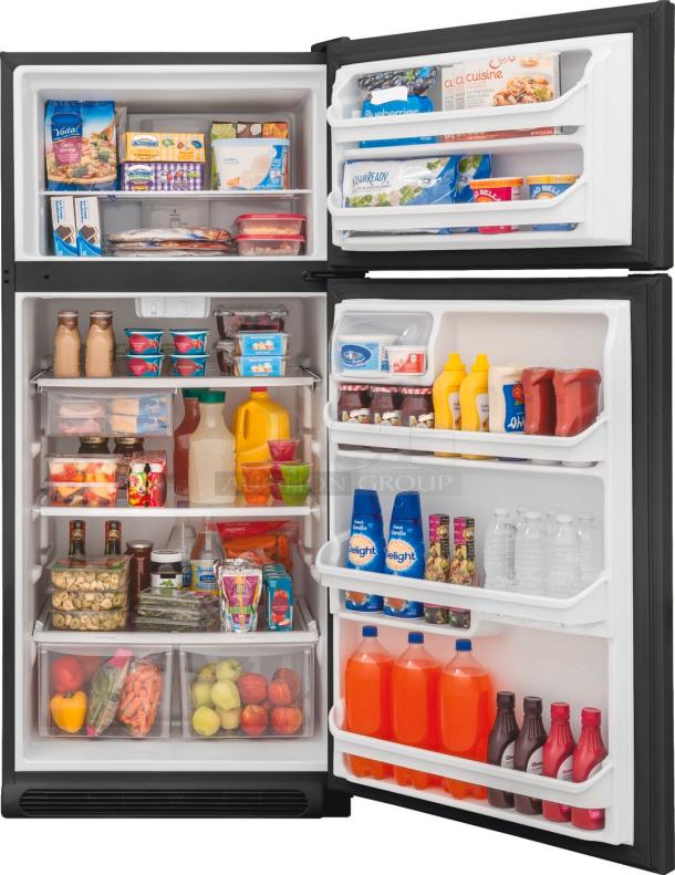 Frigidaire FFTR1821TB 18 Cu. ft. Black Top Freezer Refrigerator, spacious interior, adjustable shelves, excellent condition.