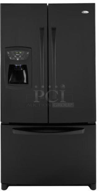 25.0 cu. ft. Freestanding French Door Refrigerator with 4 Glass Shelves, Adjustable Door Bins, External Ice/Water Dispenser and Electronic Controls: Black - Item #1209106