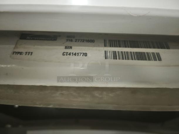 Kenmore 80 series top load washer, model 110.27721600. Label shows type 111, serial CT4141770.