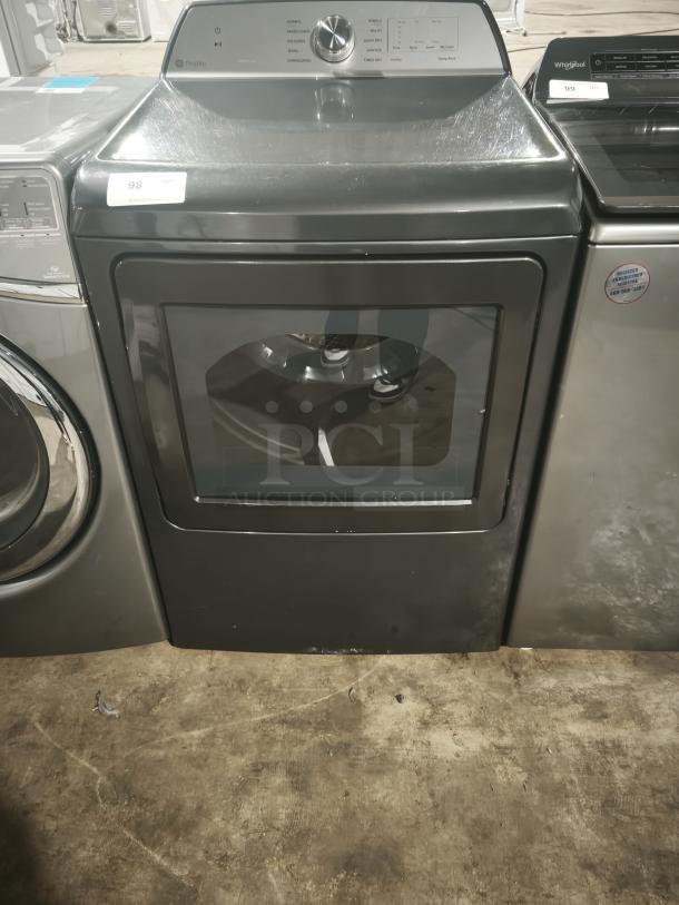 GE Profile 7.4 Cu. Ft. Smart Electric Dryer, model PTD60EBPRDG, Diamond Gray, with sanitize cycle, excellent condition.