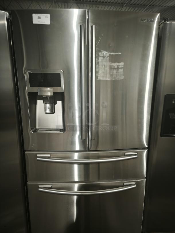 Samsung 28 cu. ft. 4-door French door smart refrigerator, fingerprint resistant stainless steel, model RF4287HARS/XAA.