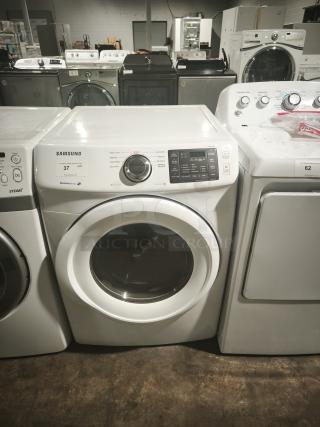 SAMSUNG 7.5 cu. ft. Electric Dryer in white, model dv42h5000ew/a3, excellent condition, front panel controls.