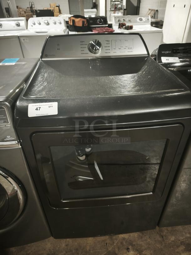 GE Profile 7.4 Cu. Ft. Smart Electric Dryer, Model PTD60EBPRDG, Diamond Gray, Sanitize Cycle, Sensor Dry, excellent condition.