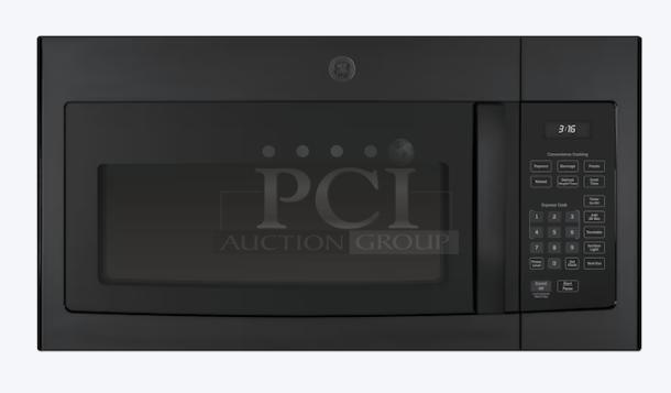 GE 1.6 Cu. Ft. over-the-range microwave, model JVM3160DFBB, black finish, digital control panel, venting capability.