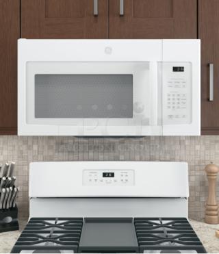 BRAND NEW SCRATCH AND DENT GE 1.6 Cu. Ft. Over-the-Range Microwave Oven with Recirculating Venting (White) - Item #1209932