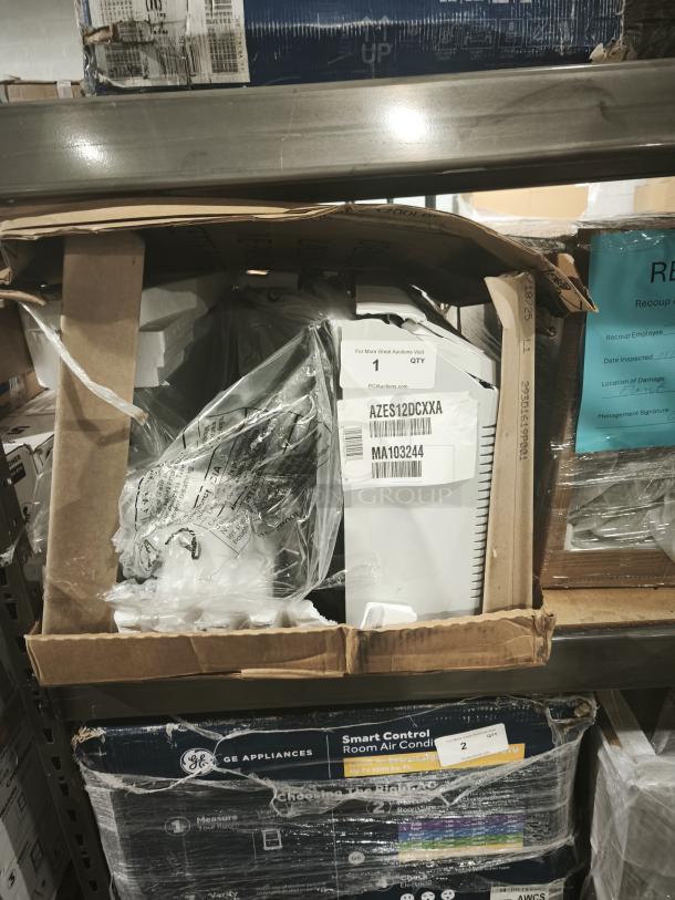 GE Zoneline® PTAC Unit, Model AZES12DCXXA, 12,000 BTU, fixed-speed, corrosion protection, partially unpacked in original box.
