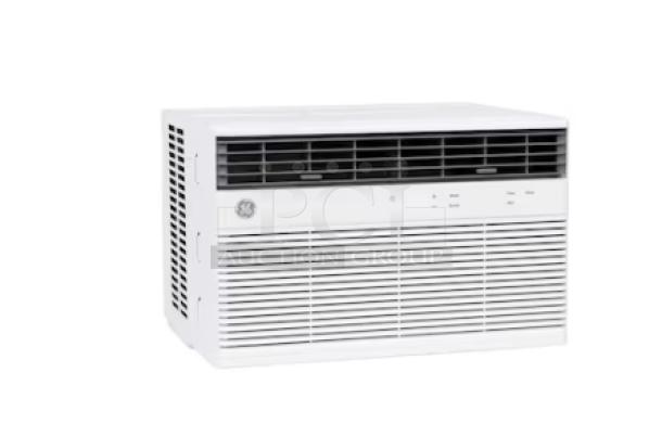 GE 24,000 BTU smart window AC, model AWCS24WWL, white. Ideal for extra-large rooms. Features electronic controls.