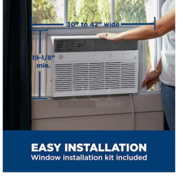 GE 24,000 BTU Smart Electronic Window Air Conditioner, white, Model AWCS24WWL. Suitable for extra-large rooms, includes easy installation kit.